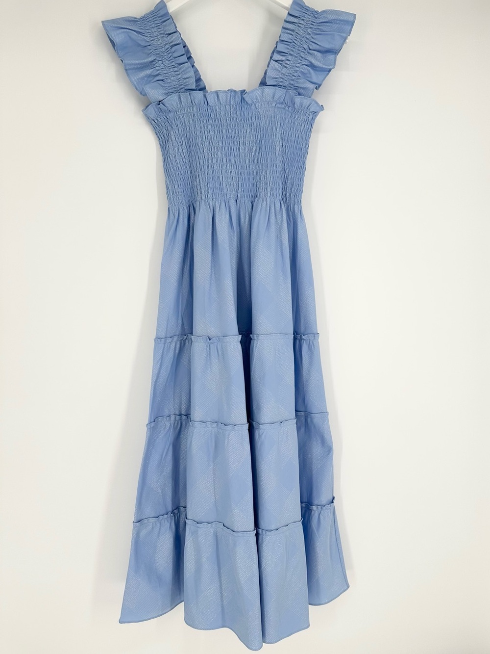 Hill House Ellie Nap Dress Light Blue Glitter Metallic Check